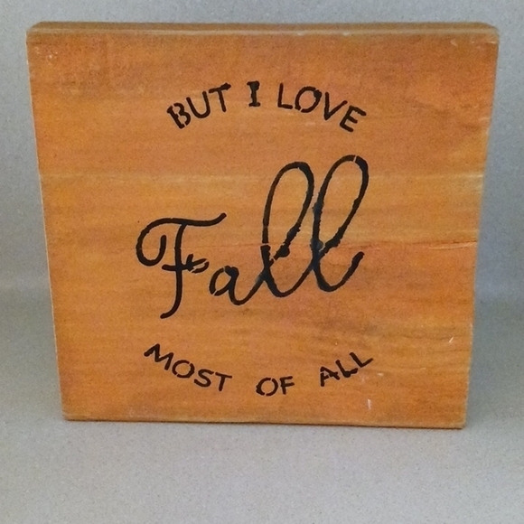 Hand Crafted Other - Orange Fall and Gather Wood Decoration